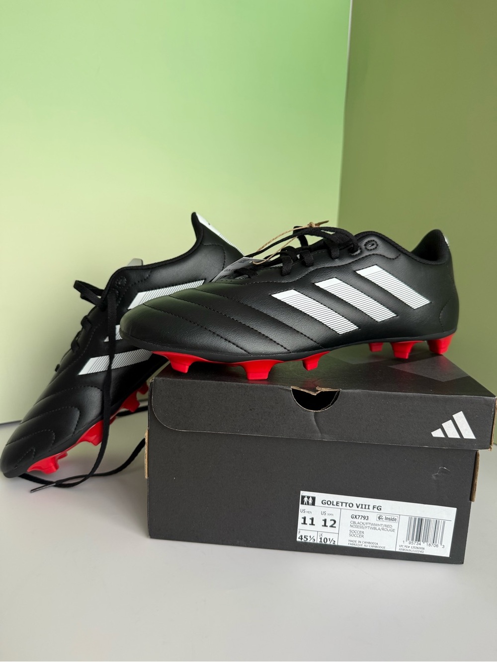 NWT adidas Men’s Black/White Soccer Cleats with Red Studs